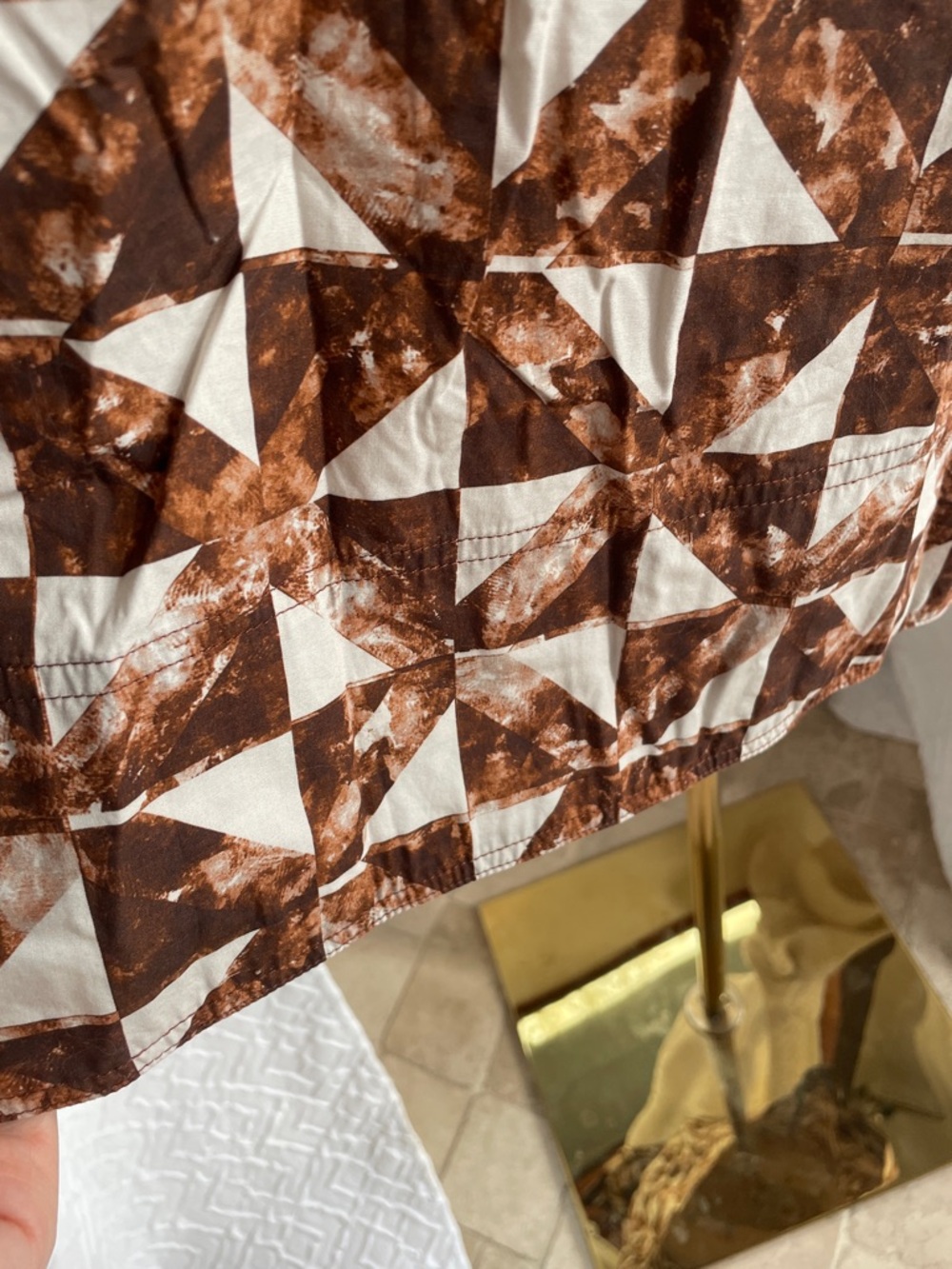 Marie Oliver OLA Brown and White Geometric Print Cotton Casual Dress - Picture 11 of 15